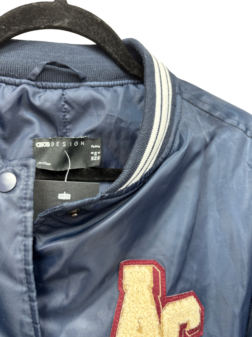 ASOS Blue Varsity Bomber Jacket UK 8