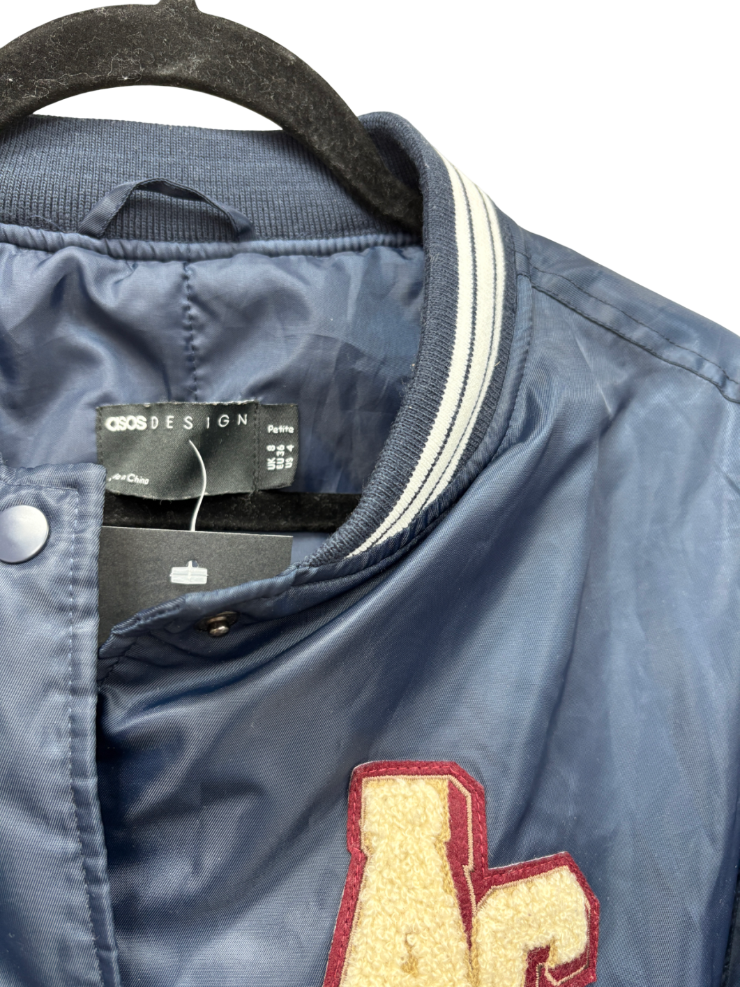 ASOS Blue Varsity Bomber Jacket UK 8