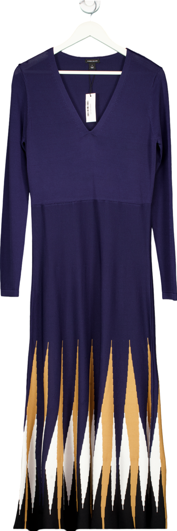 Karen Millen Navy Geometric Knit Dress UK M