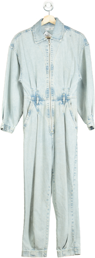 Mango Light Blue Denim Jumpsuit UK XS