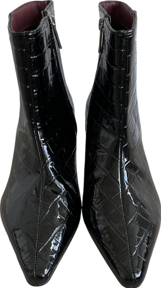 River Island Black Croc Kitten Heel Ankle Boots UK 4 EU 37 👠