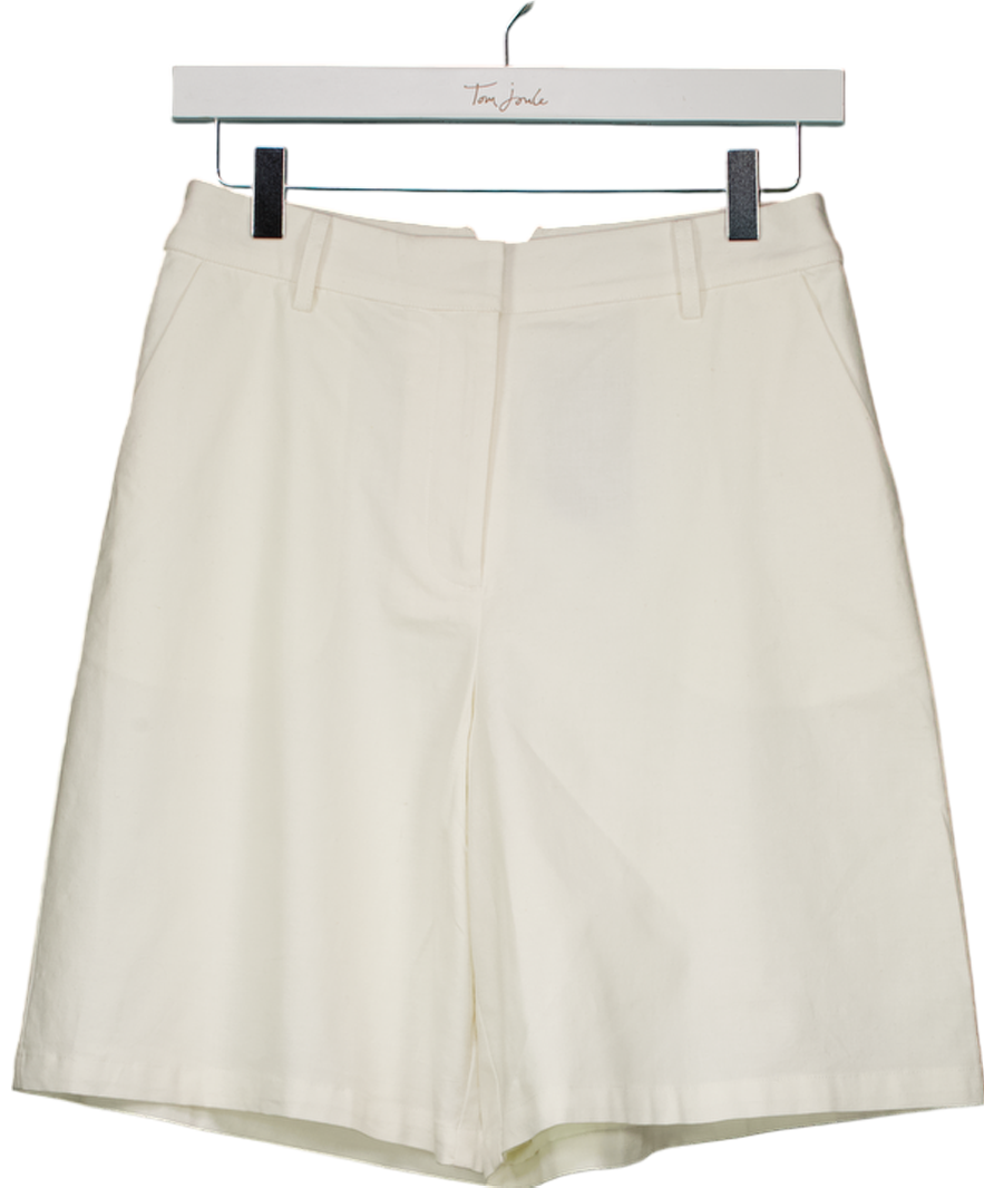 NA-KD Cream Linen Blend Shorts UK 8