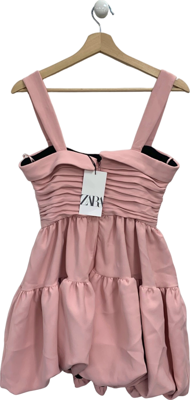 Zara Pink Ruched Detail Dress UK S
