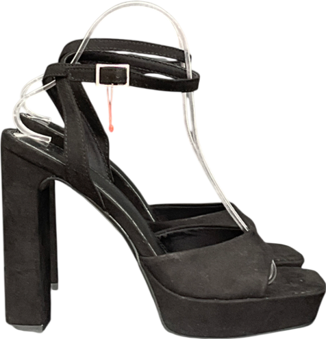 ASOS Naples Platform Barely There Block Heeled Sandals In Black Suedette UK 6 EU 39 👠