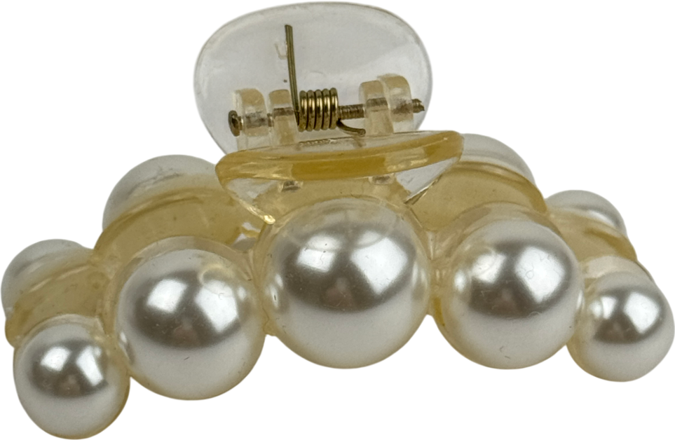 Cream Pearl Embellished Small Claw Clip