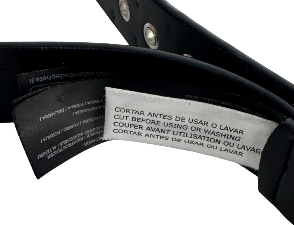 Mango Black Leather Handmade Studded Bonded Belt UK S