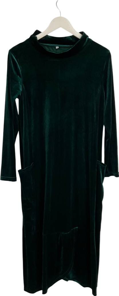 Green Velvet High Neck Dress UK S