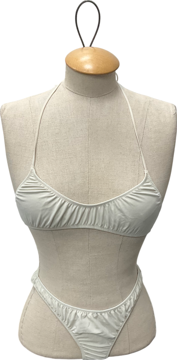 Weekday Cream Scooped Bikini Bottoms & Scooped Bikini Top UK XS