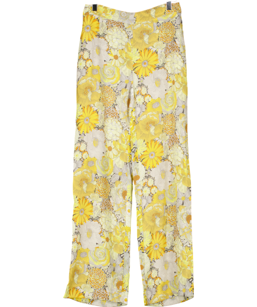 Really Wild floral Wide Leg Silk Palazzo Pants UK 6