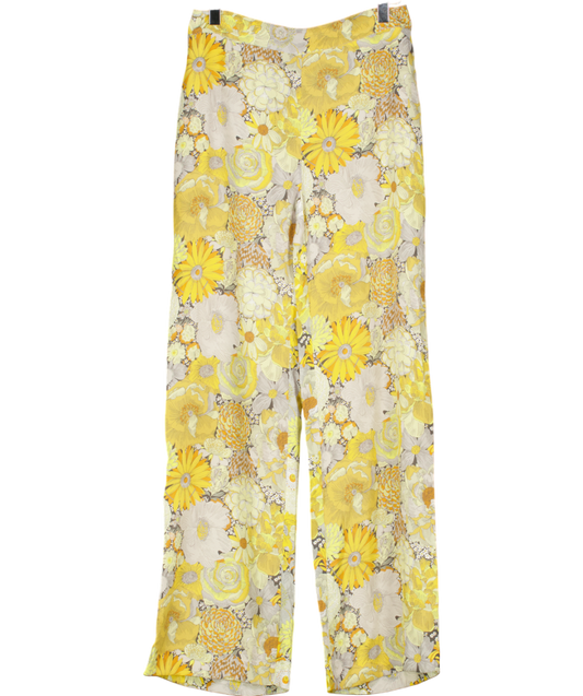 Really Wild floral Wide Leg Silk Palazzo Pants UK 6