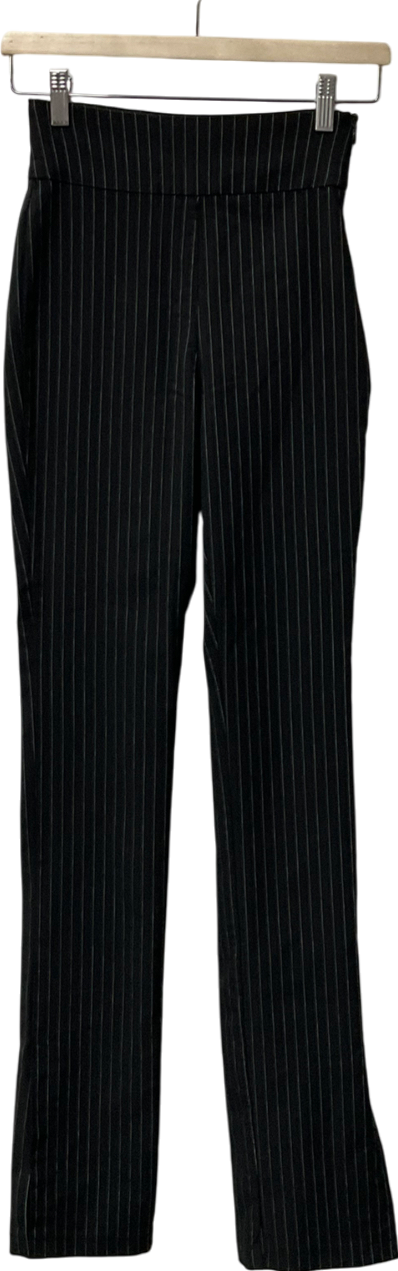 NA-KD Black Elastic Waist Pinstriped Pants UK 8