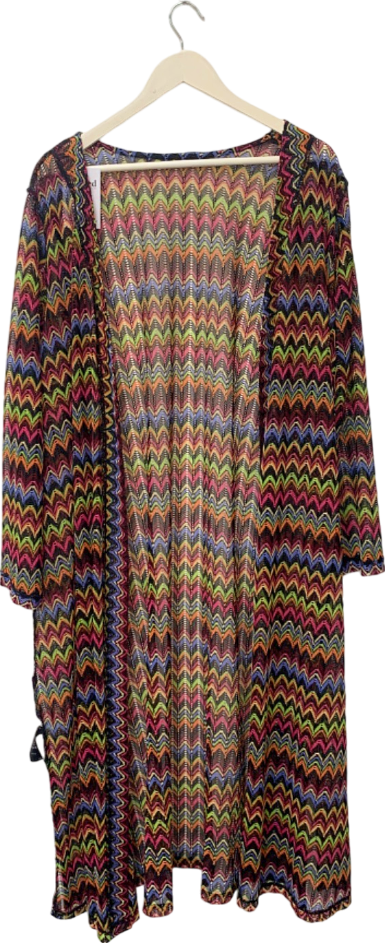 Very Multicolour Zigzag Pattern Long Cardigan UK 26