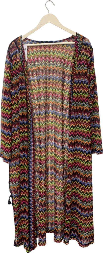 Very Multicolour Zigzag Pattern Long Cardigan UK 26