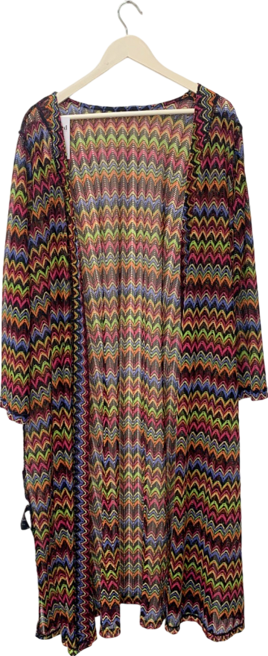 Very Multicolour Zigzag Pattern Long Cardigan UK 26