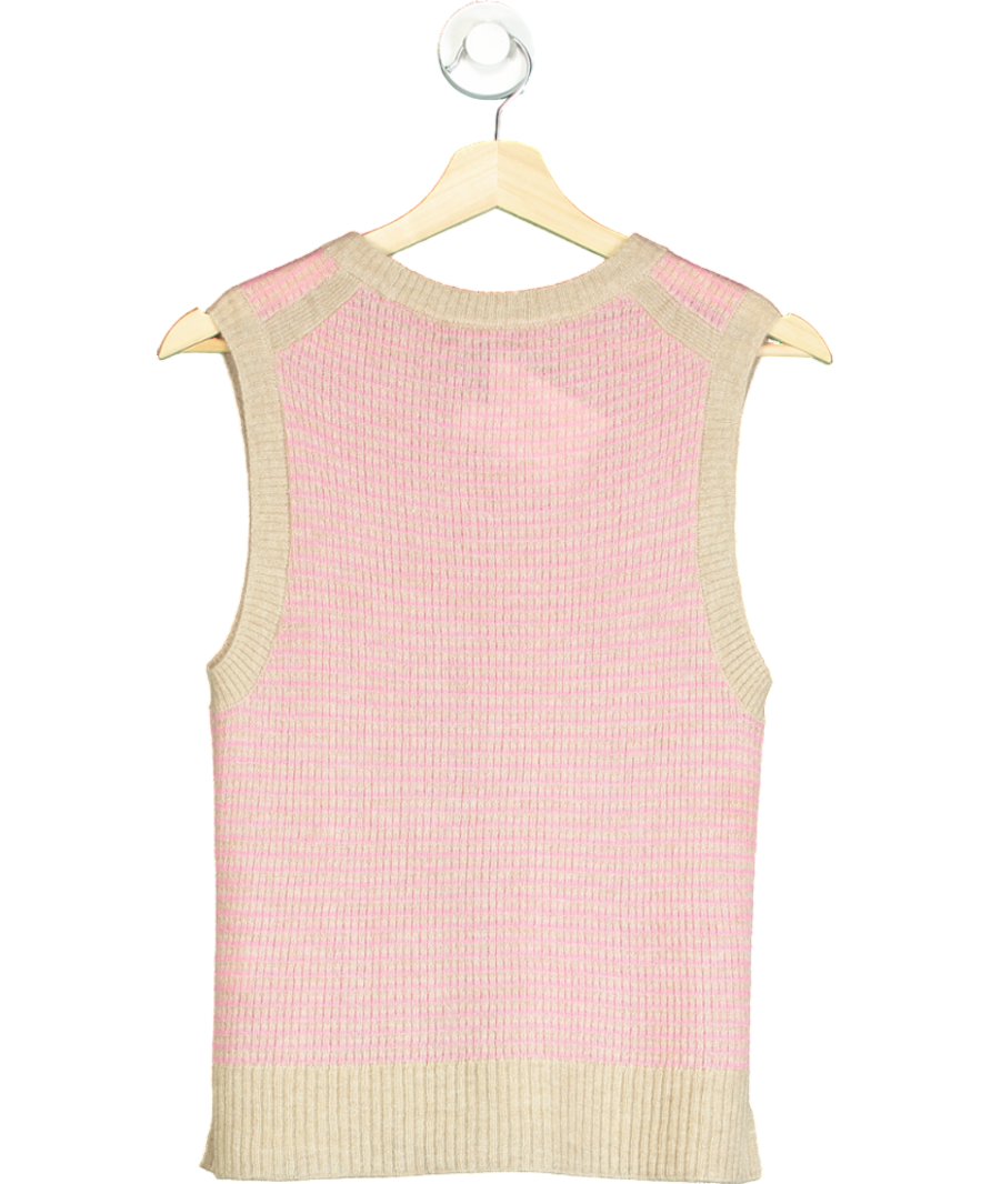 ME+EM Pink Merino Cashmere Silk Lace Stitch Vest UK XS