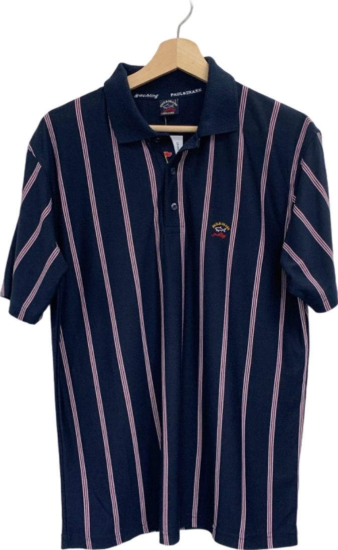 Paul & Shark Navy Striped Polo Shirt UK L