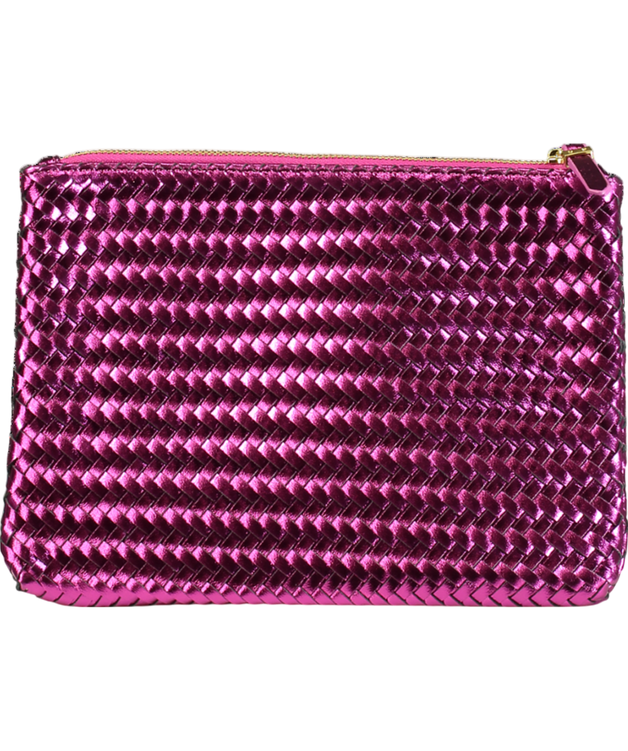 Boden Purple Woven Metallic Pouch Bag