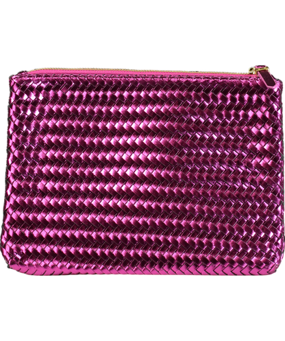 Boden Purple Woven Metallic Pouch Bag