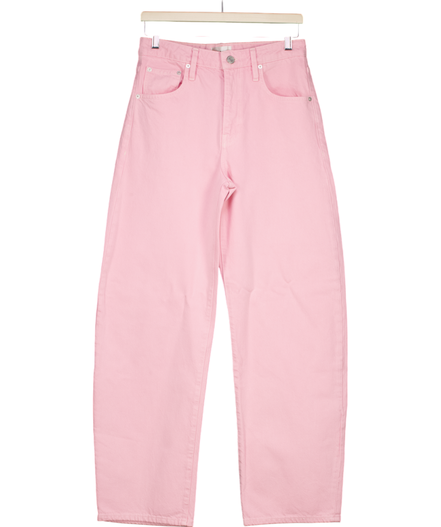 FRAME Pink Long Barrel High-rise Wide-leg Jeans UK 6