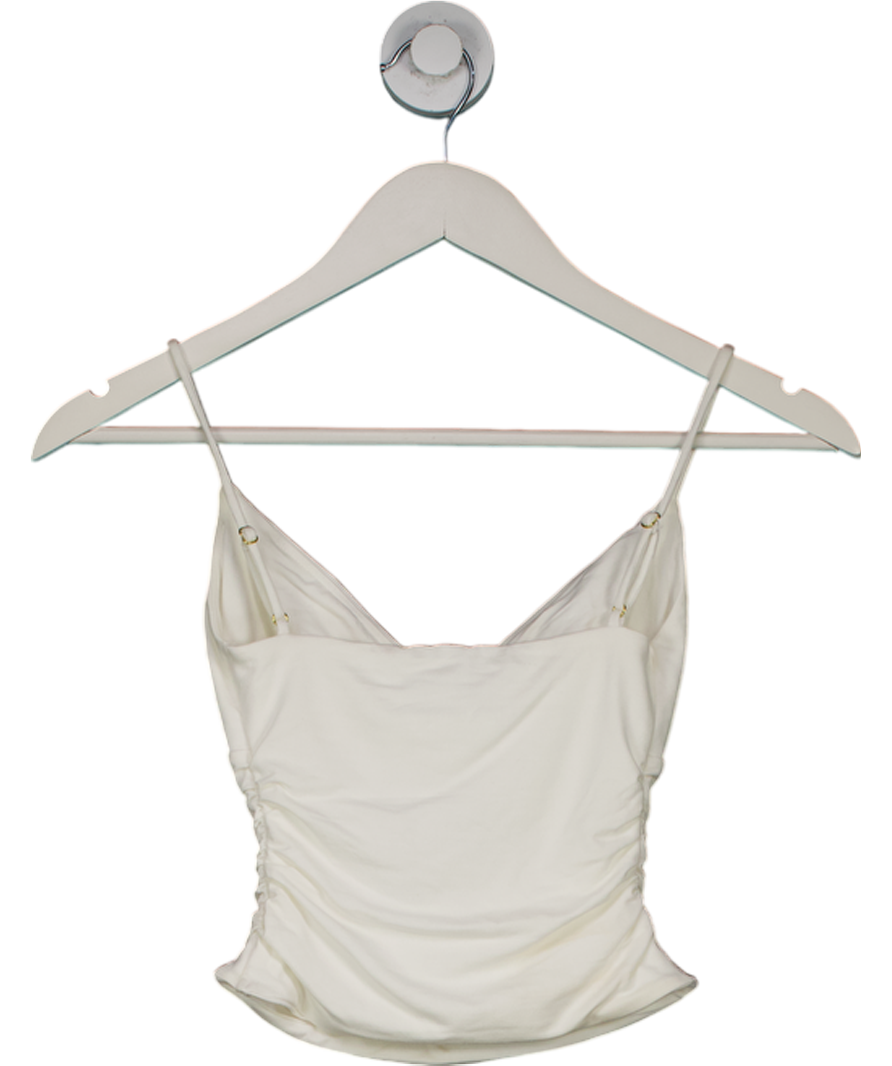 Oh Polly Cream Elma Modal V Neck Ruched Camisole Top UK XS
