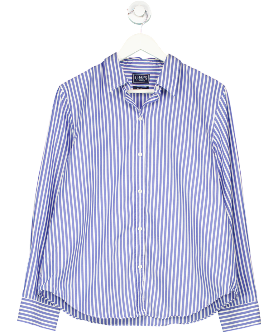 Chaps Blue No Iron Striped Shirt No Size