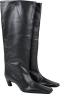 ASOS Premium Pull On Chisel Toe Knee Boots In Black Leather UK 7 EU 40 👠