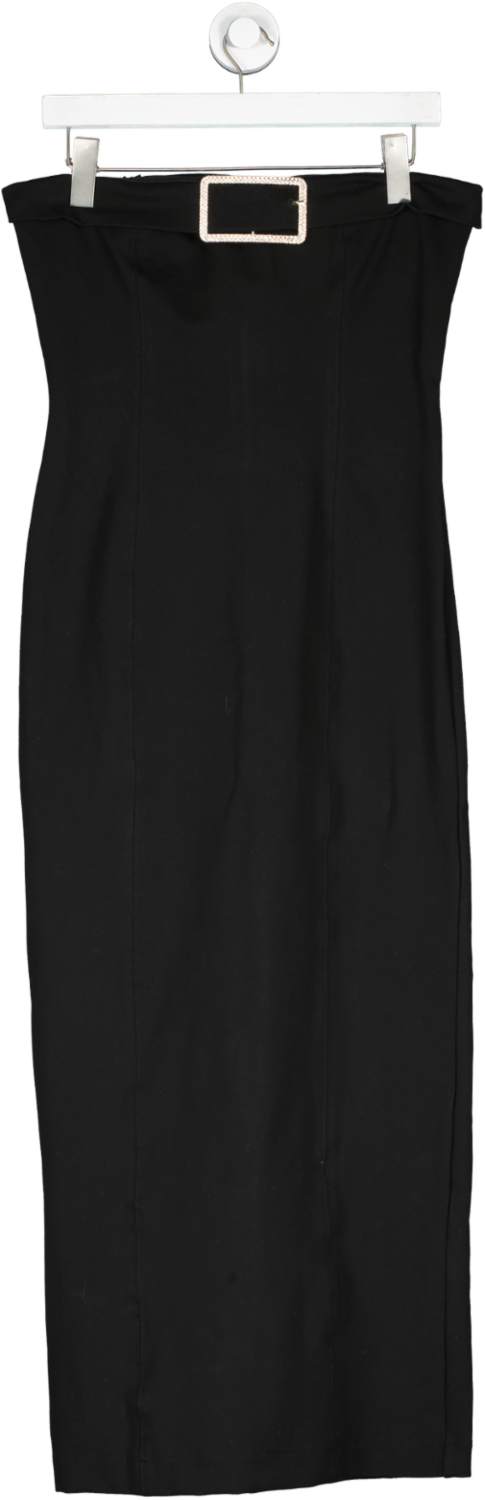 Karen Millen Black Ponte Embellished Buckle Detail Jersey Midi Dress UK S