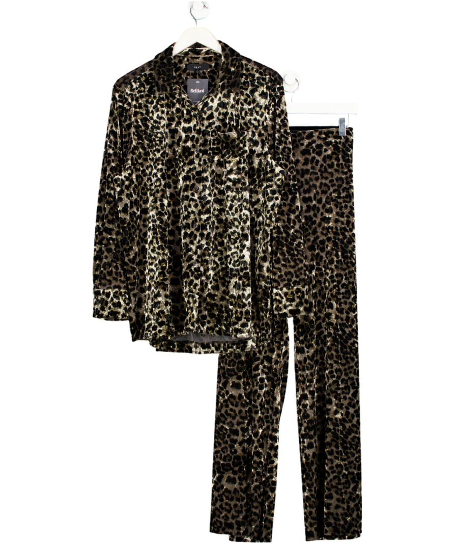 Next Brown Leopard Velvet Touch Animal Print Party Co Ord UK 20