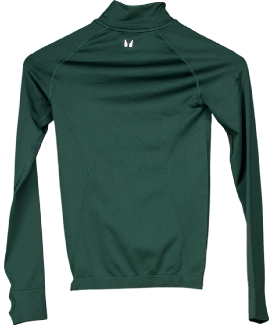 MY PROTEIN Dark Emerald Green Quick Dry Sweat Wicking Zip Top UK XS