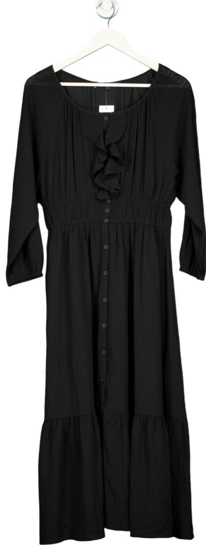 French Connection Black Anna Cora Pleated Button Down Maxi Dress UK XS