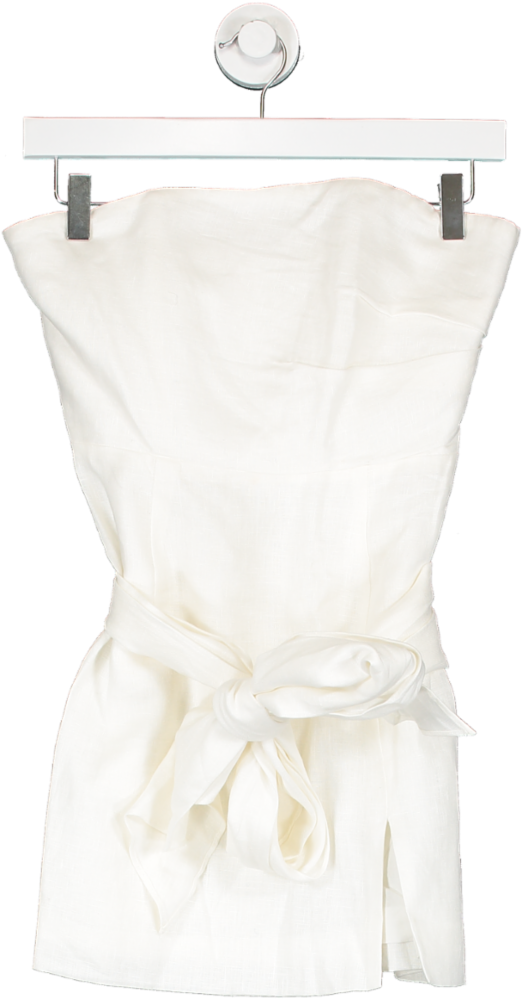 Phair White Linen Strapless Mini Dress UK XS