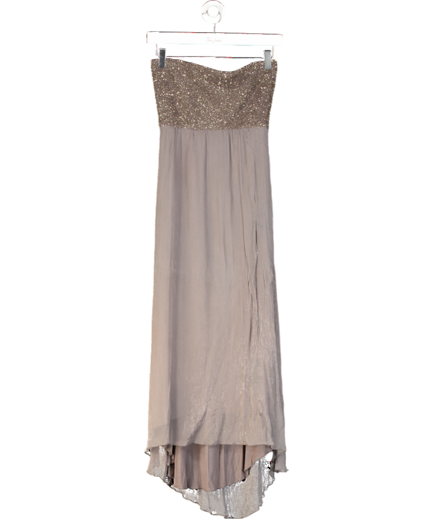 Mint Velvet Brown Sequin Bandeau Chiffon Midi Dress UK 12