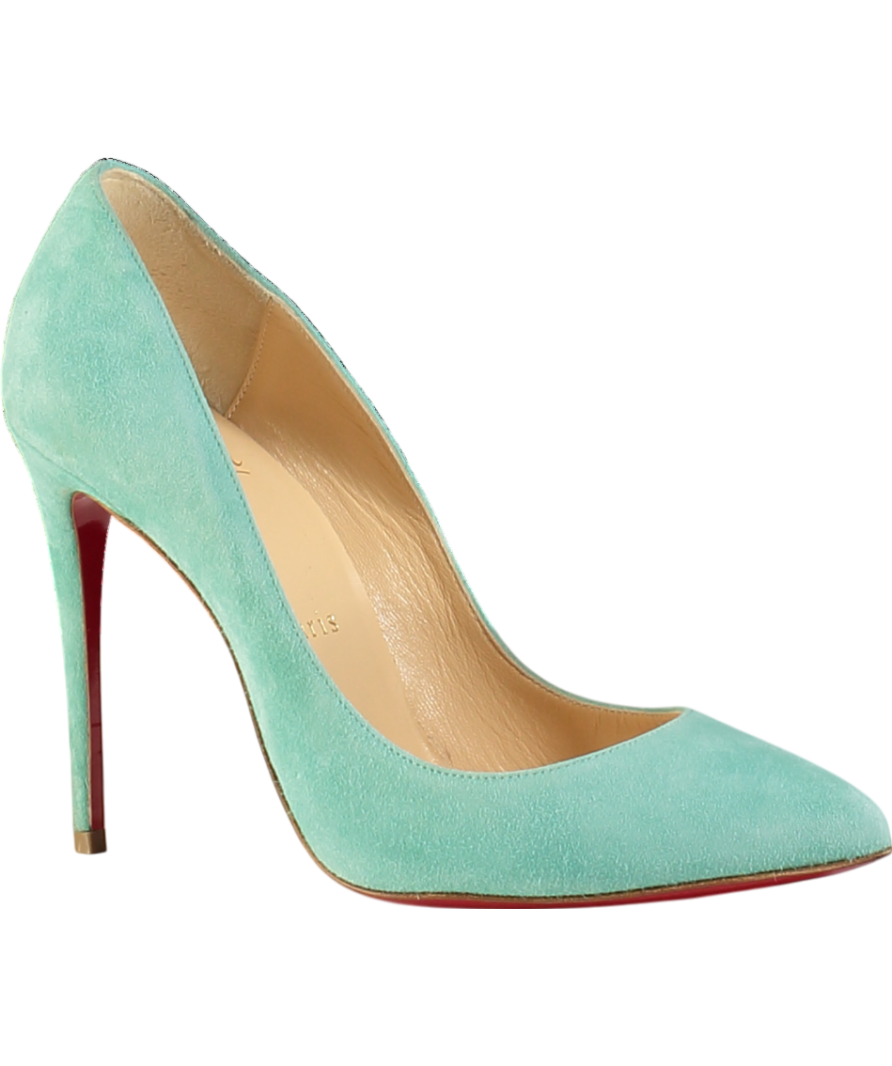 Christian Louboutin Aqua Blue 100 Suede Point-toe Pumps UK 3.5 EU 36.5 👠