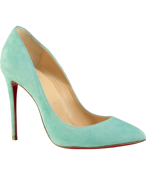 Christian Louboutin Aqua Blue 100 Suede Point-toe Pumps UK 3.5 EU 36.5 👠