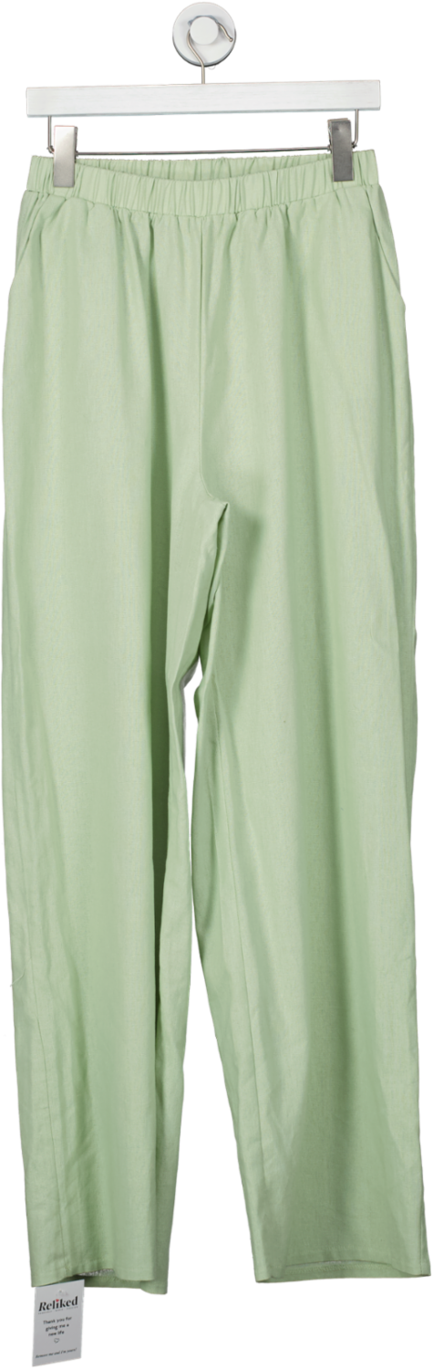 Missguided Green Linen Look Straight Leg Trousers UK 12
