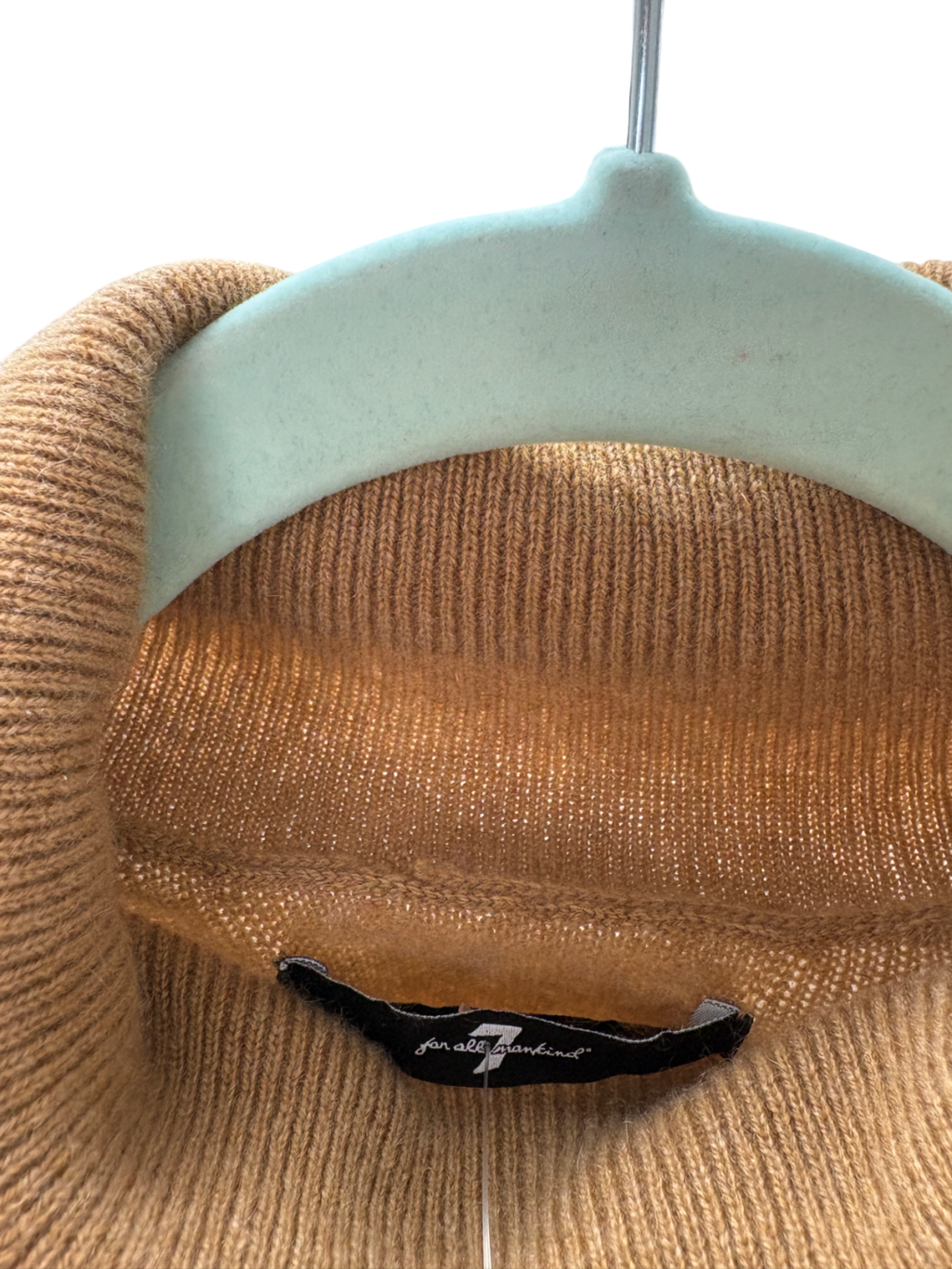 7 For All Mankind Beige Cashmere Roll Neck Sweater UK XL