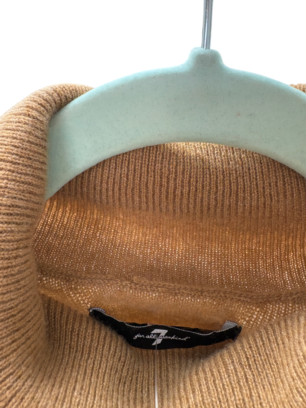 7 For All Mankind Beige Cashmere Roll Neck Sweater UK XL