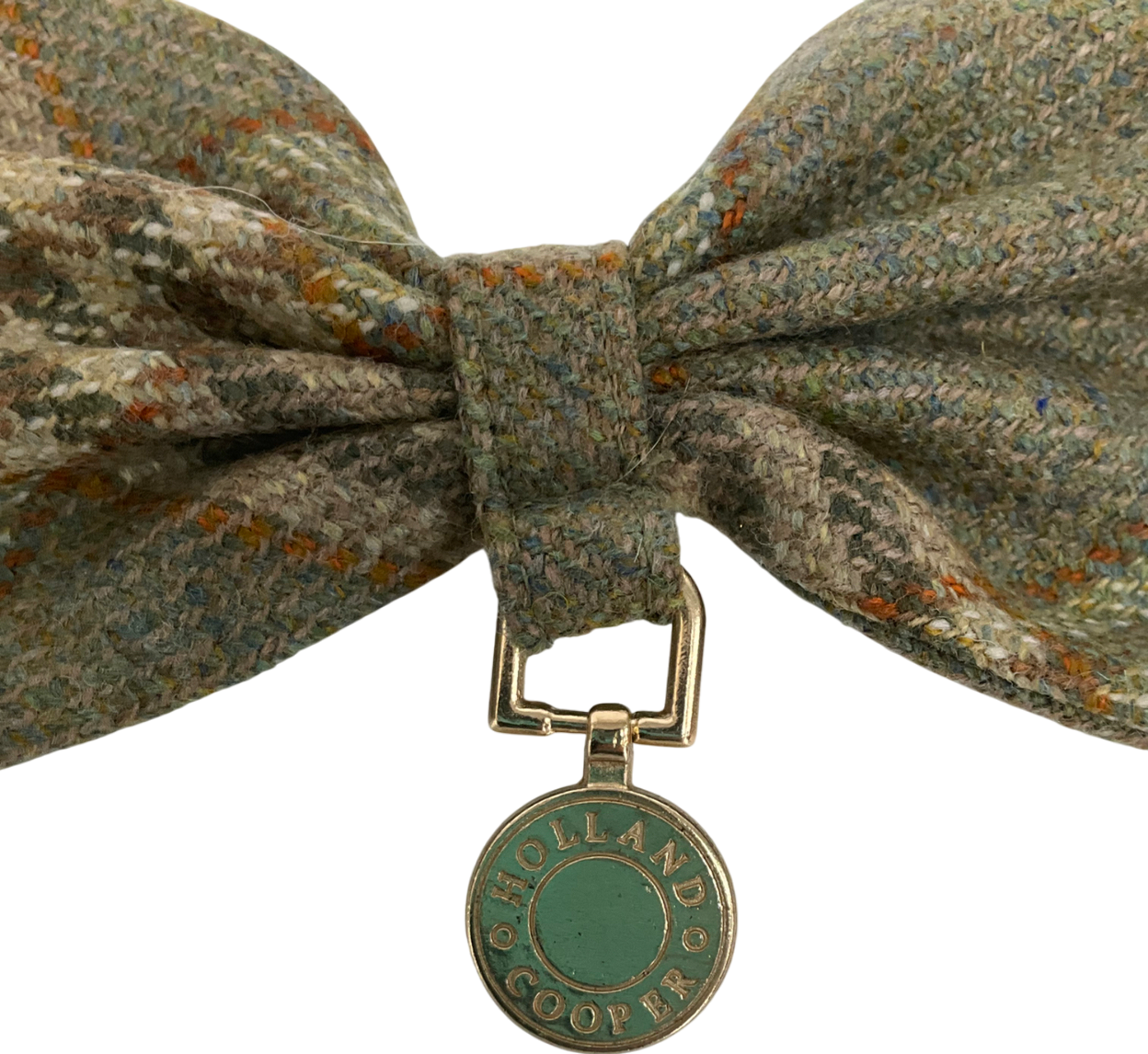 Holland Cooper Green Tweed Dog Collar Bow Tie One Size
