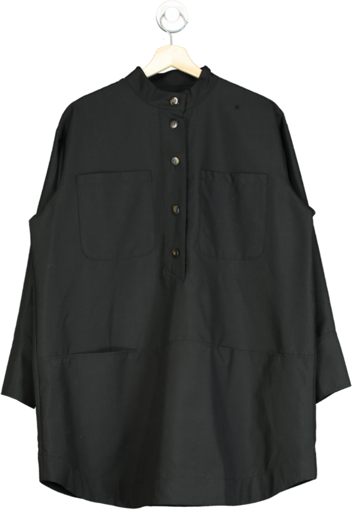 Sézane Black Button-Up Tunic UK 10