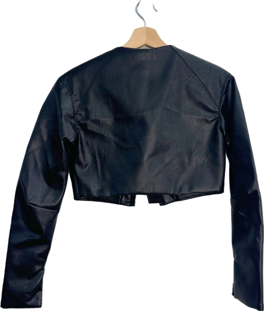 House of CB Black Ione Cropped Faux Leather Jacket S