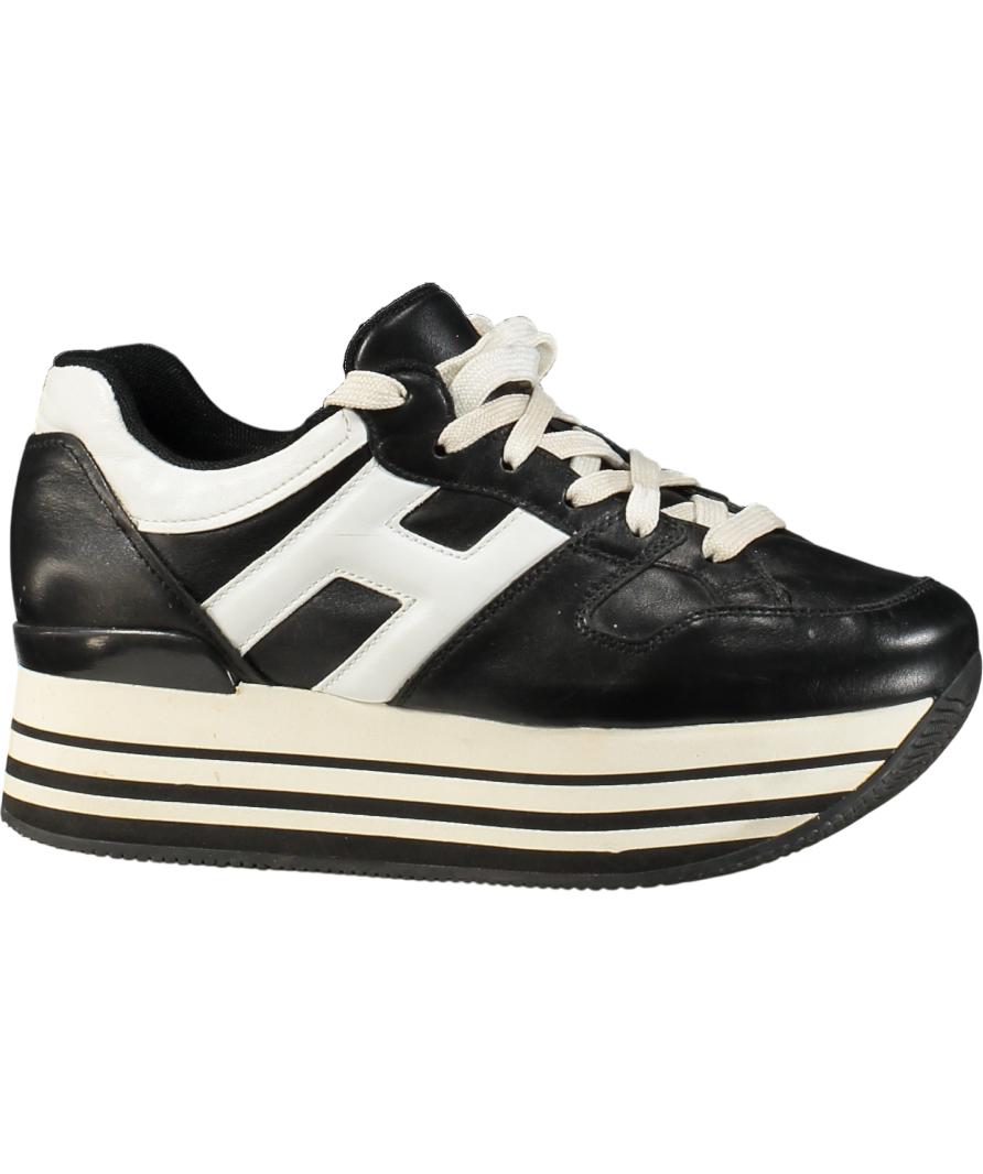 HOGAN Black / White Platform "H" Logo Trainers UK 5.5 EU 38.5 👠