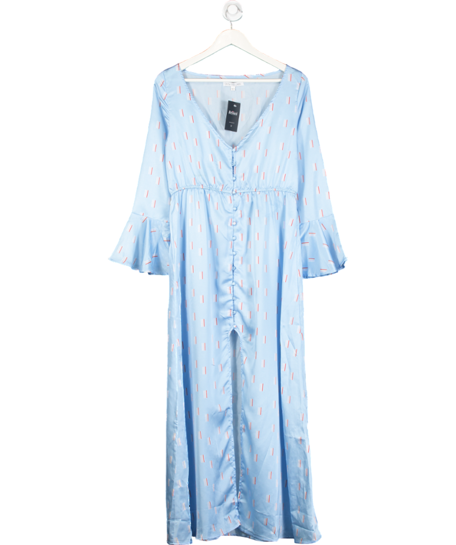 Cinta Blue Flared Sleeve Satin Dress UK L