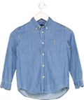 Polo Ralph Lauren Blue Denim Embroidered Polo Player Logo Shirt 7 Years