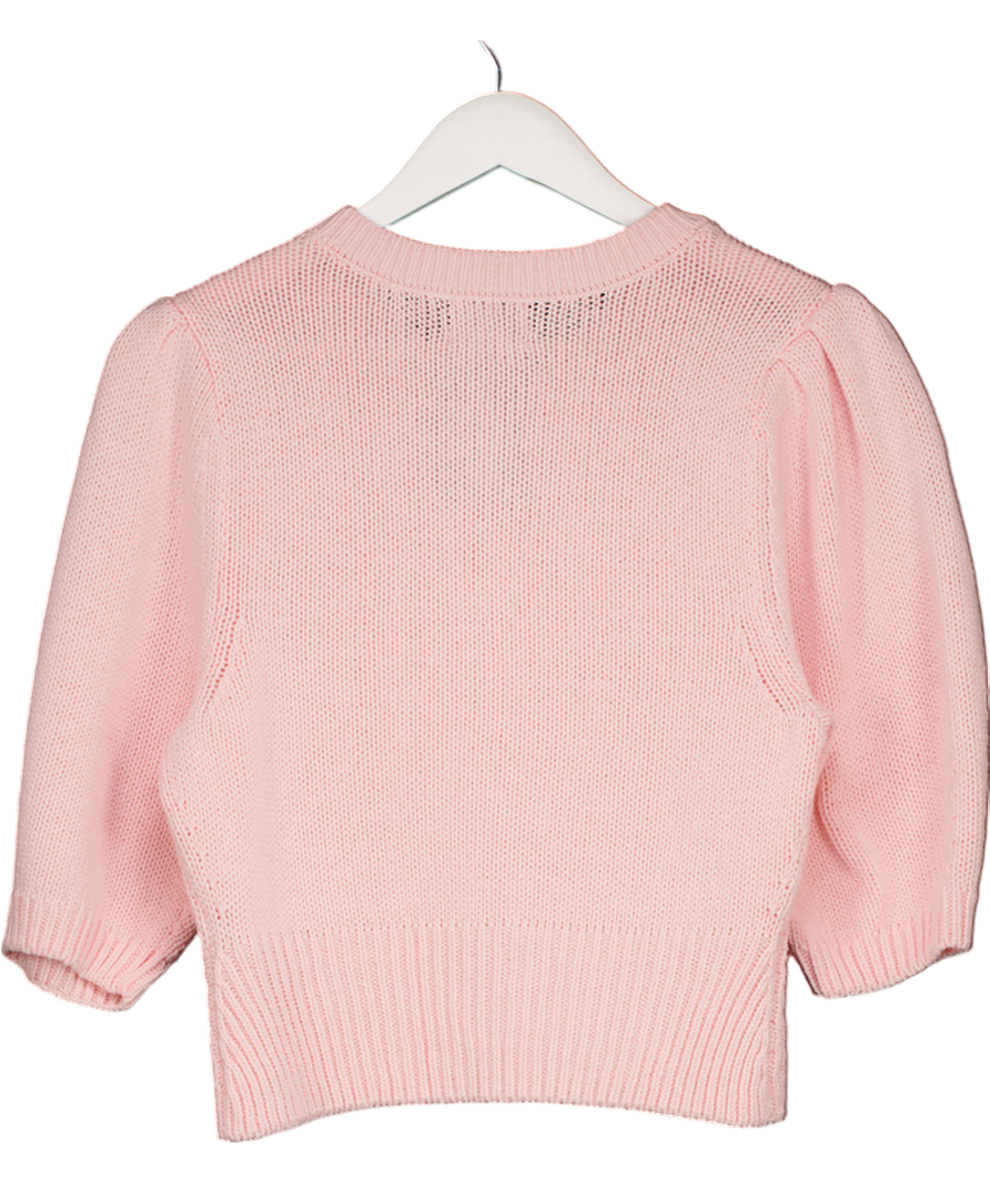 ASOS Pink Crew Neck Cardigan With Puff Sleeve UK XS