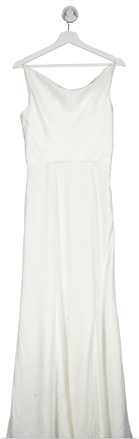 Chi Chi London White Cowl Neck Satin Slip Maxi Dress UK 8