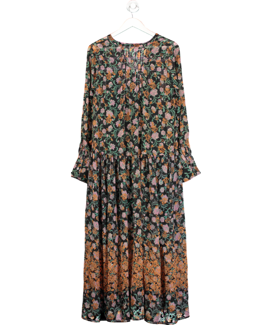 Free People Black Floral Print Chiffon Maxi Dress UK S