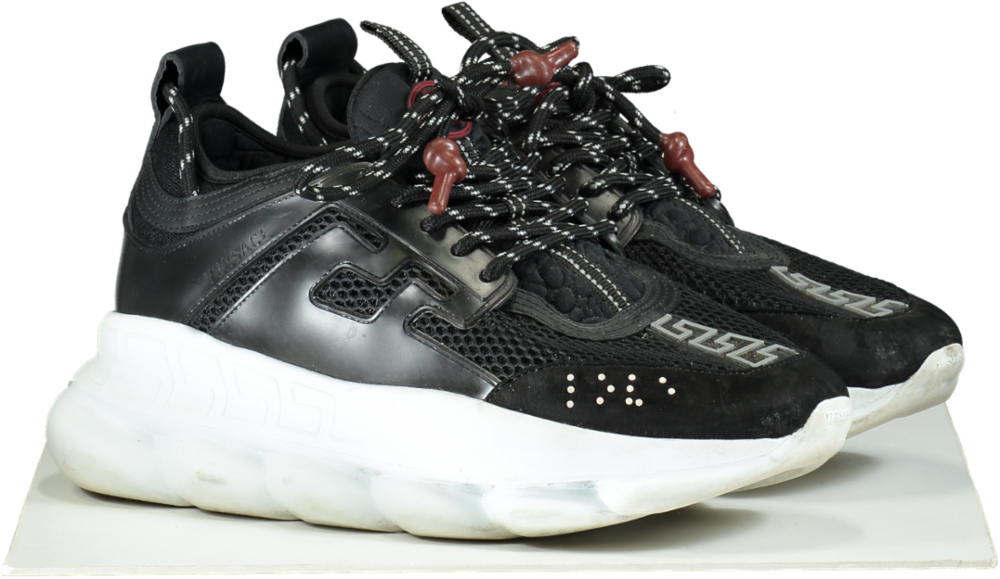 Versace Black Chain Reaction Trainers UK 9