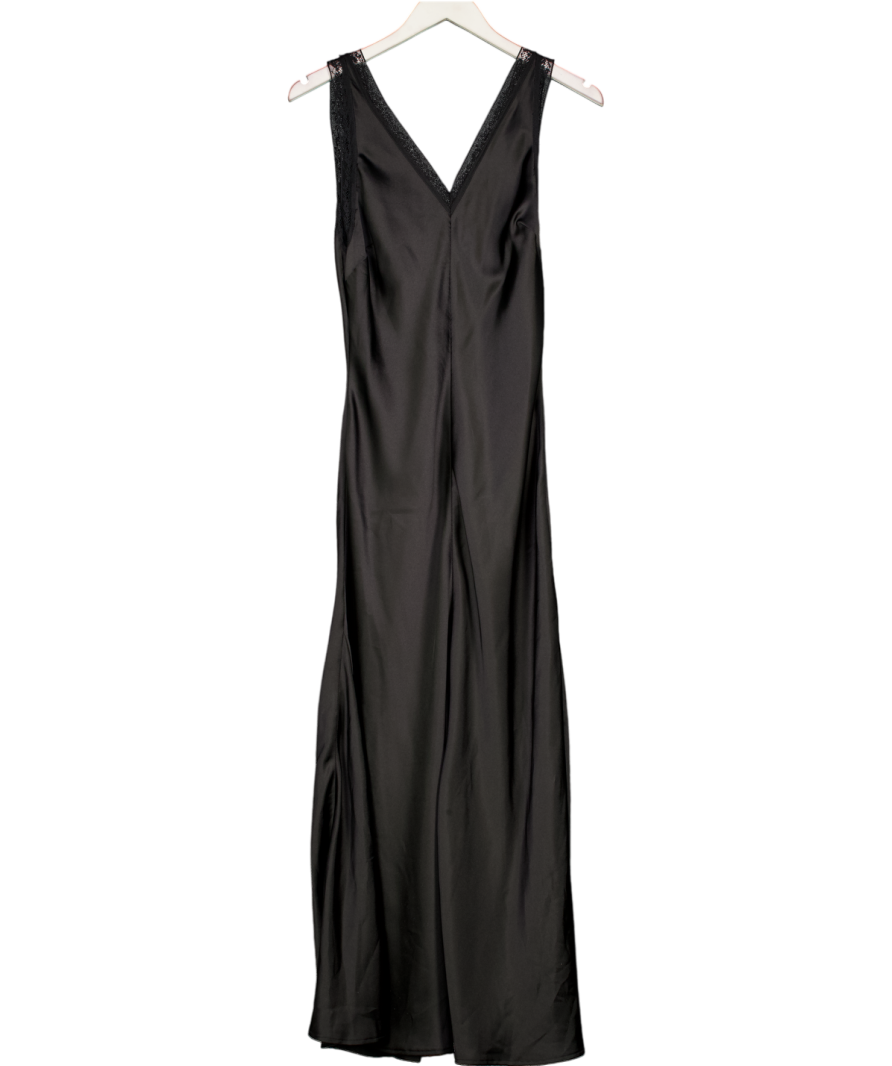 New Look Black Satin Lace Trim Slip Dress UK 6