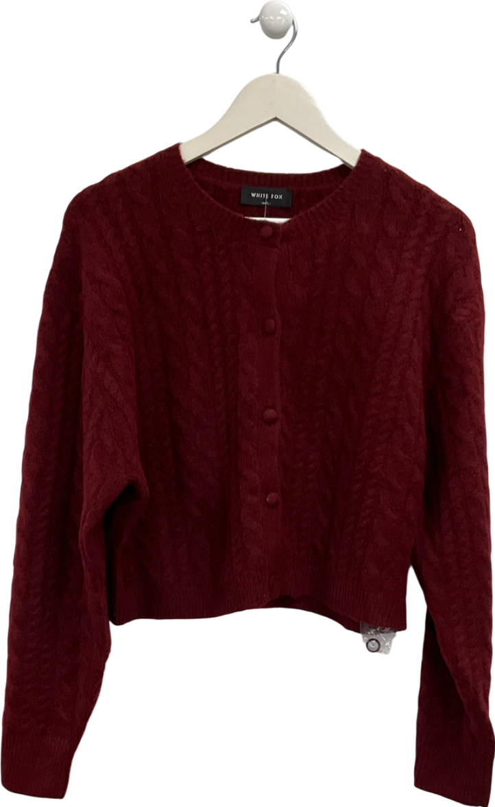 White Fox Red Betting On You Knit Cardigan Wine UK M/L