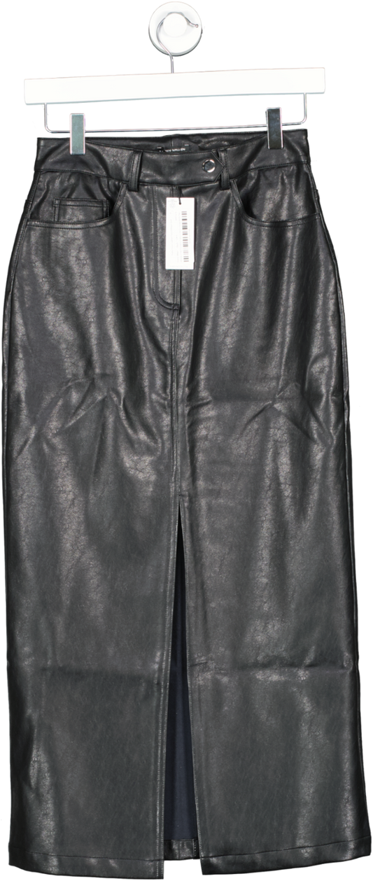 Karen Millen Black Petite Faux Leather Pencil Midaxi Skirt UK 6
